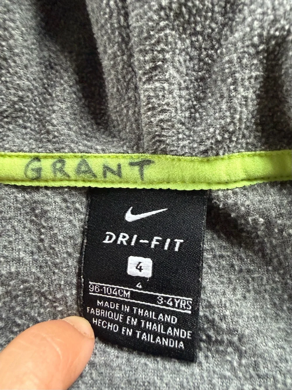 Nike Kids Gray Fleece Hoodie Jacket with Neon Accents